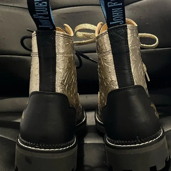 John Fluevog Limited Edition Platinum Derby Boots - Picture 9 of 16